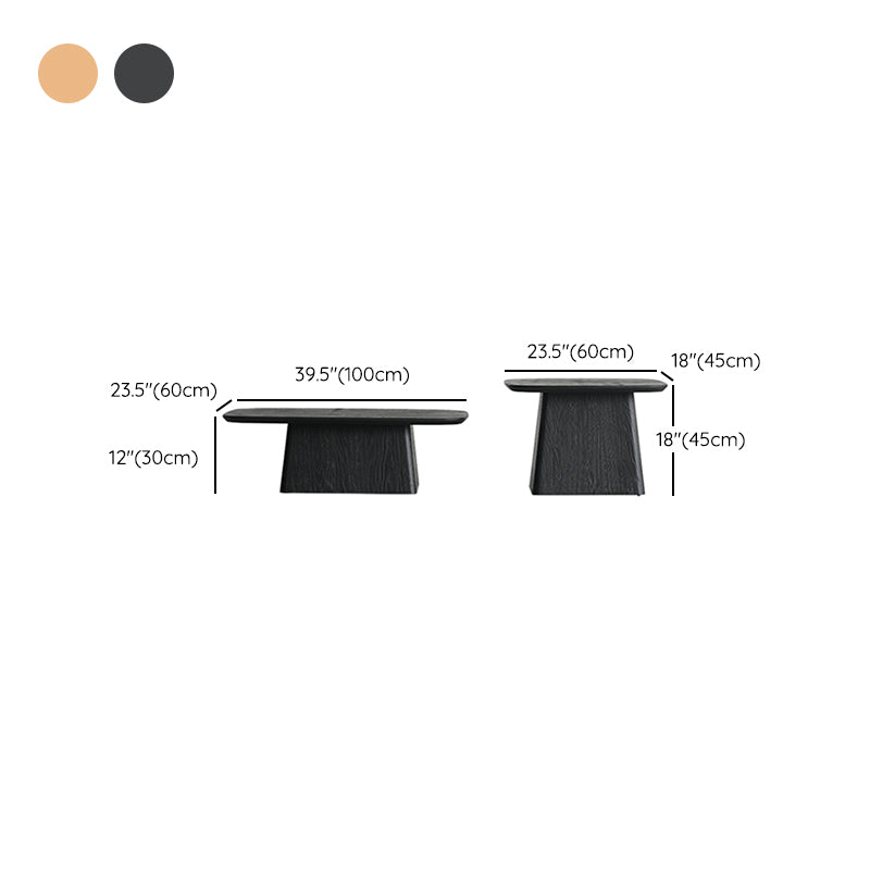 Pedestal Solid Wood Coffee Table Set Elliptical Simple Cocktail Table