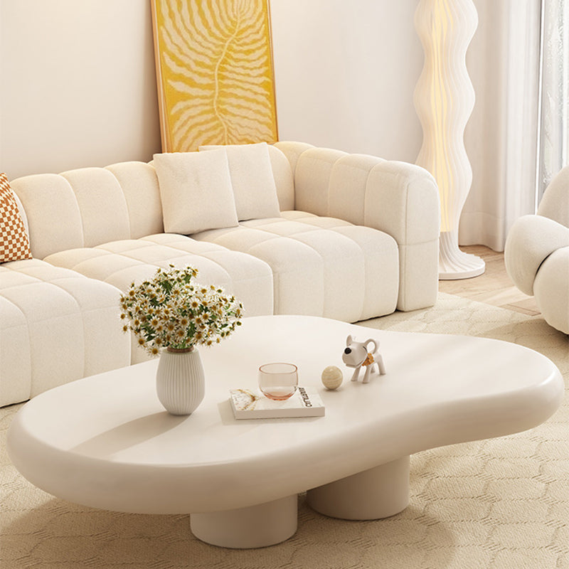 White 4 Legs Coffee Table Contemporary Geometric Wood Cocktail Table