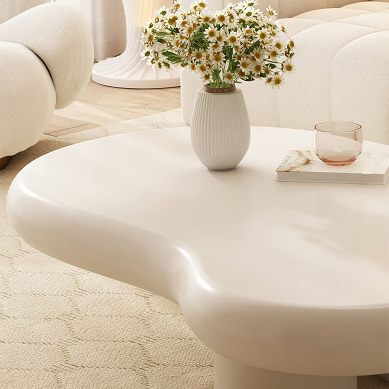 White 4 Legs Coffee Table Contemporary Geometric Wood Cocktail Table