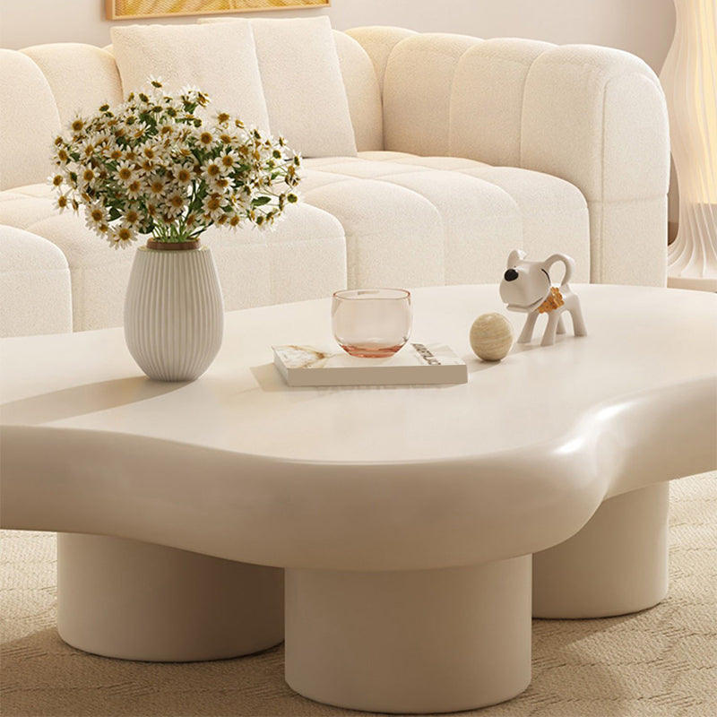 White 4 Legs Coffee Table Contemporary Geometric Wood Cocktail Table