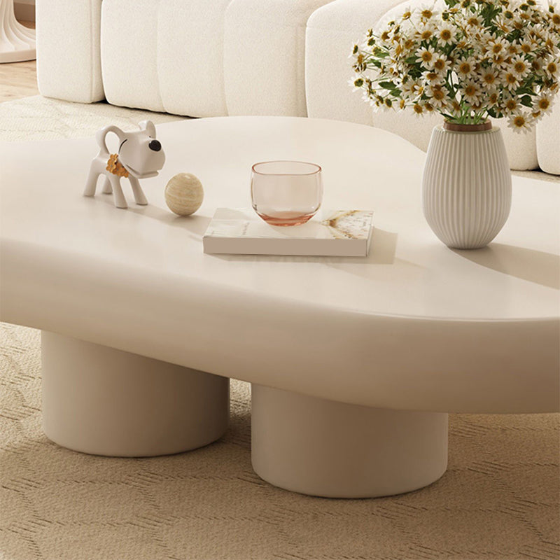 White 4 Legs Coffee Table Contemporary Geometric Wood Cocktail Table