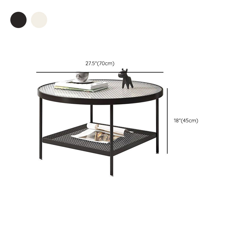4 Legs Coffee Table Glass Top Coffee Cocktail Table with Shelf