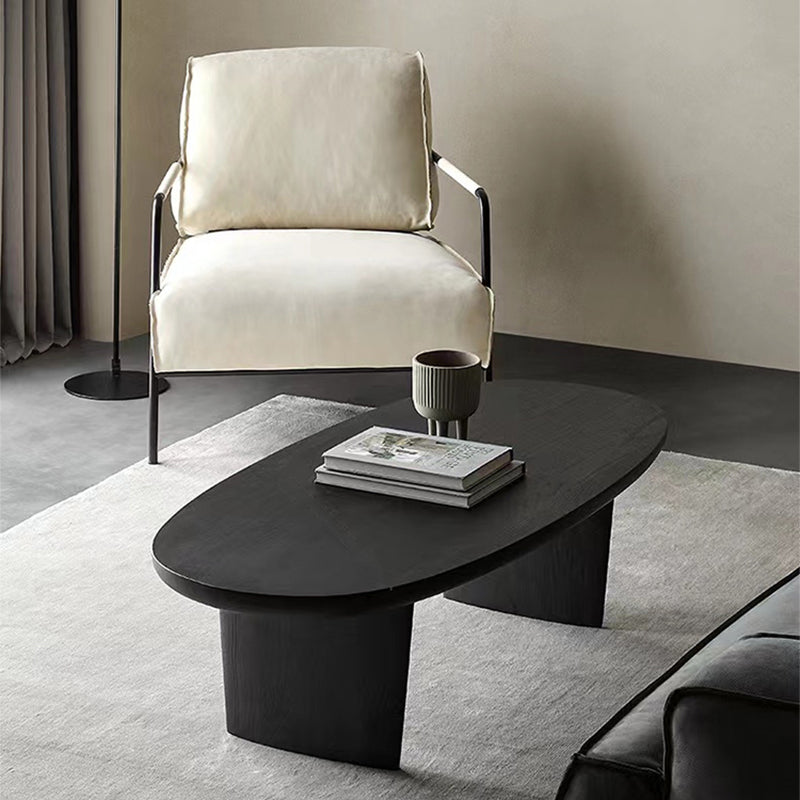 2 Legs Coffee Table Contemporary Solid Wood Coffee Cocktail Table