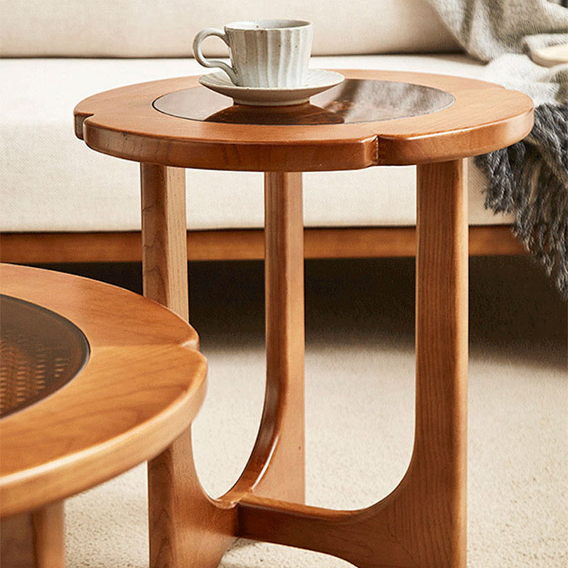 Cross Legs Cocktail Table Tropical Glass Coffee Table No Distressing
