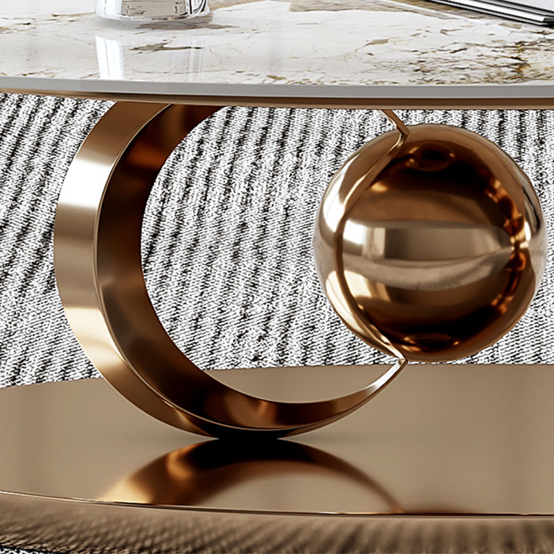 Glam Slate Top Coffee Table Abstract Oval Coffee Cocktail Table