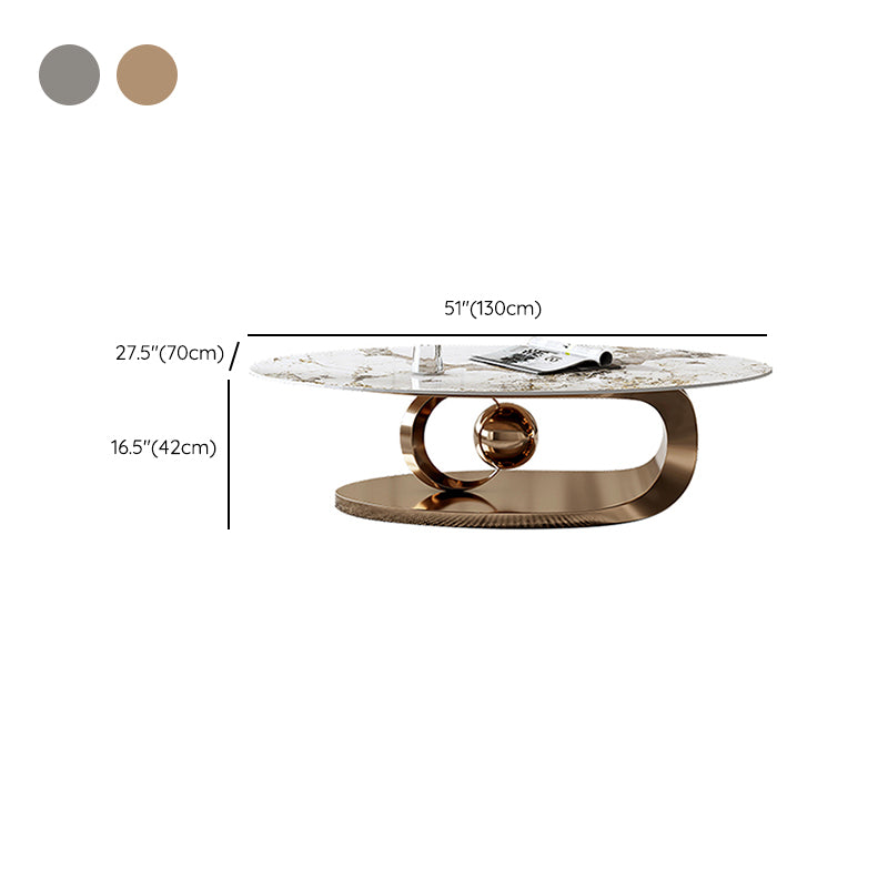 Glam Slate Top Coffee Table Abstract Oval Coffee Cocktail Table