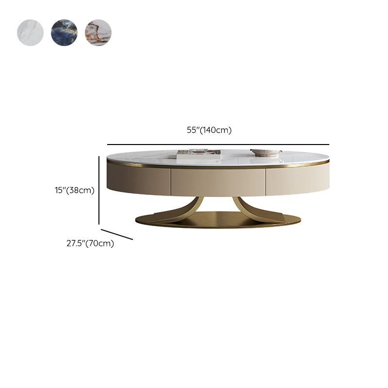 Glam Oval Coffee Table Abstract Slate Top Coffee Cocktail Table