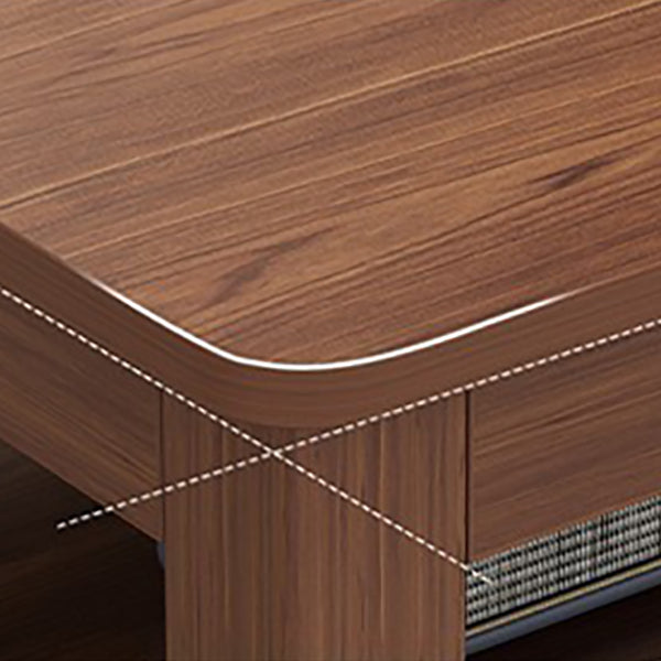 Rectangular Wooden 1 Single Coffee Table 4 Legs Cocktail Table with Shelf