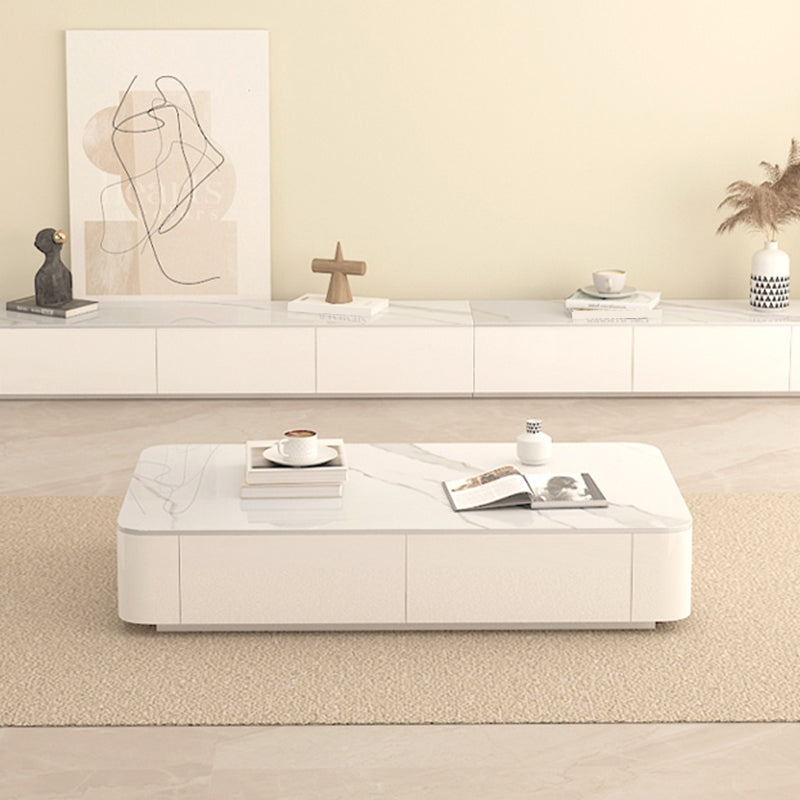 Block Rectangular Coffee Table Modern Single Coffee Table with Drawers
