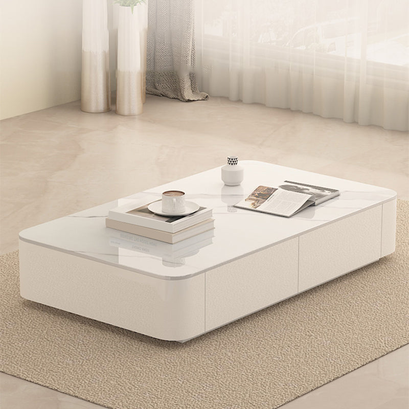 Block Rectangular Coffee Table Modern Single Coffee Table with Drawers
