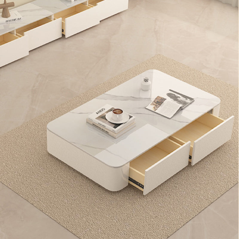 Block Rectangular Coffee Table Modern Single Coffee Table with Drawers