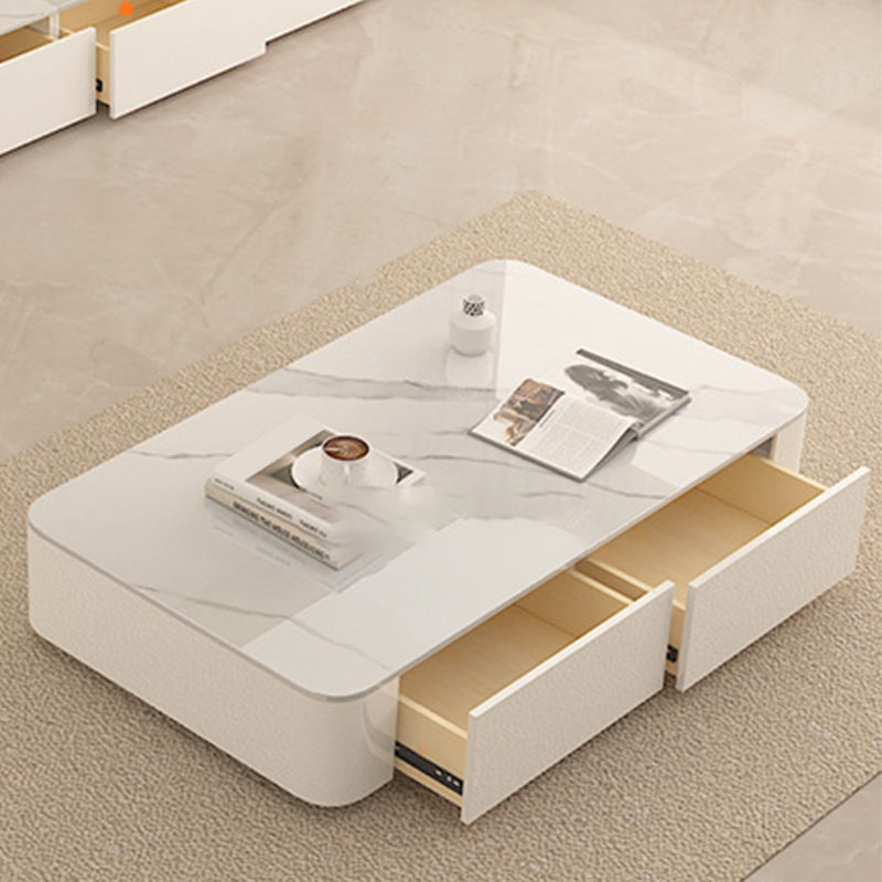Block Rectangular Coffee Table Modern Single Coffee Table with Drawers