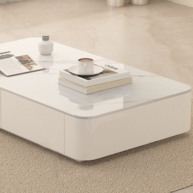 Block Rectangular Coffee Table Modern Single Coffee Table with Drawers