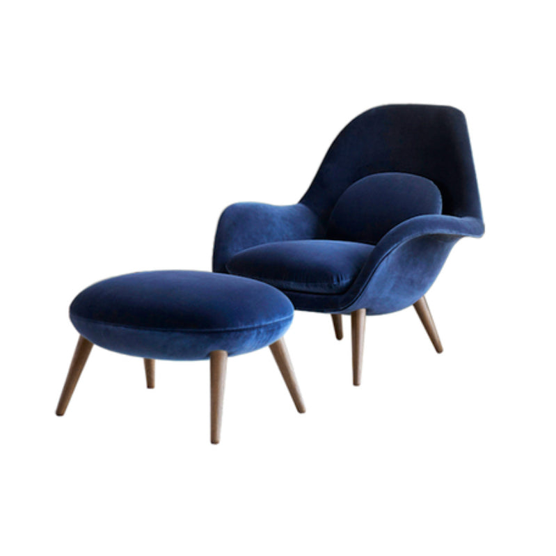 Contemporary Solid Color Velvet Arm Chair 4 Legs Flared Arms Chair