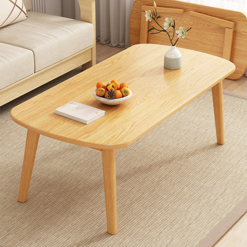 Foldable Wooden Coffee Table Elliptical 4 Legs Cocktail Table