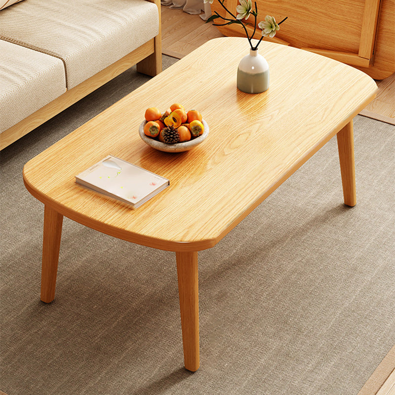 Foldable Wooden Coffee Table Elliptical 4 Legs Cocktail Table