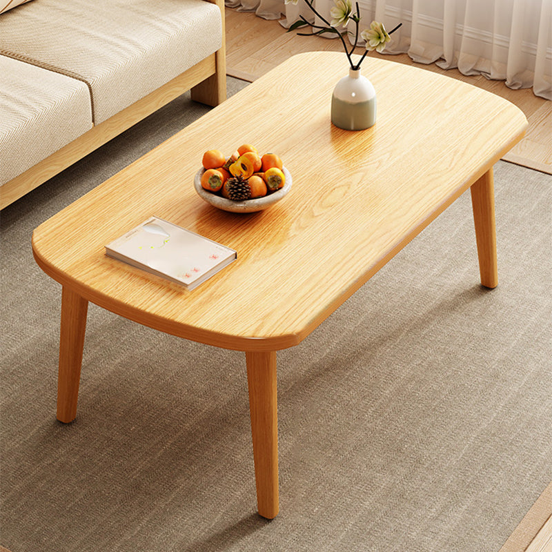Foldable Wooden Coffee Table Elliptical 4 Legs Cocktail Table