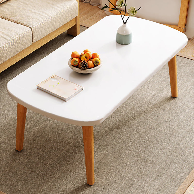 Foldable Wooden Coffee Table Elliptical 4 Legs Cocktail Table