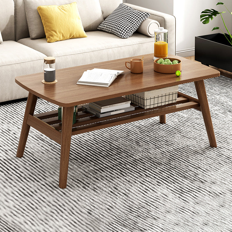 Foldable Wooden Coffee Table Elliptical 4 Legs Cocktail Table