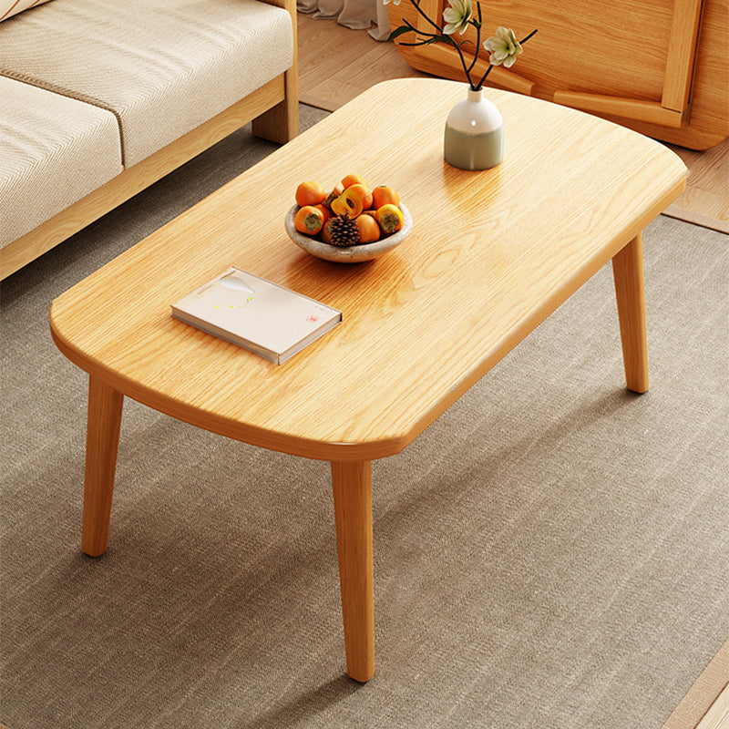 Foldable Wooden Coffee Table Elliptical 4 Legs Cocktail Table