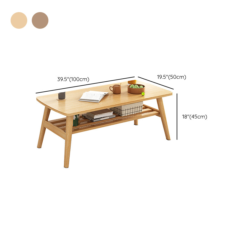 Foldable Wooden Coffee Table Elliptical 4 Legs Cocktail Table