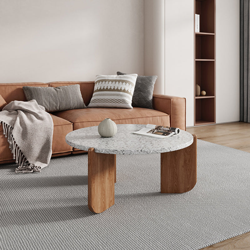Contemporary Round Terrazzo Coffee Table 15.7" H 1 Single Cocktail Table