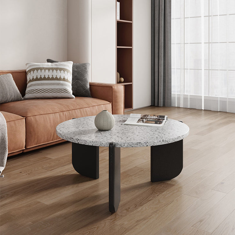 Contemporary Round Terrazzo Coffee Table 15.7" H 1 Single Cocktail Table