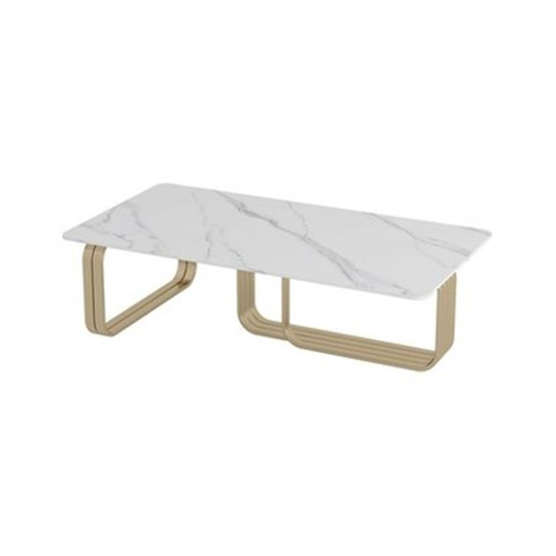 Glam Rectangle Cocktail Table Single Stone Top Coffee Cocktail Table