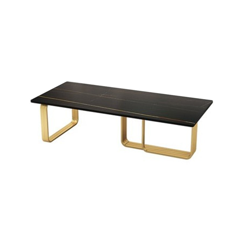 Glam Rectangle Cocktail Table Single Stone Top Coffee Cocktail Table