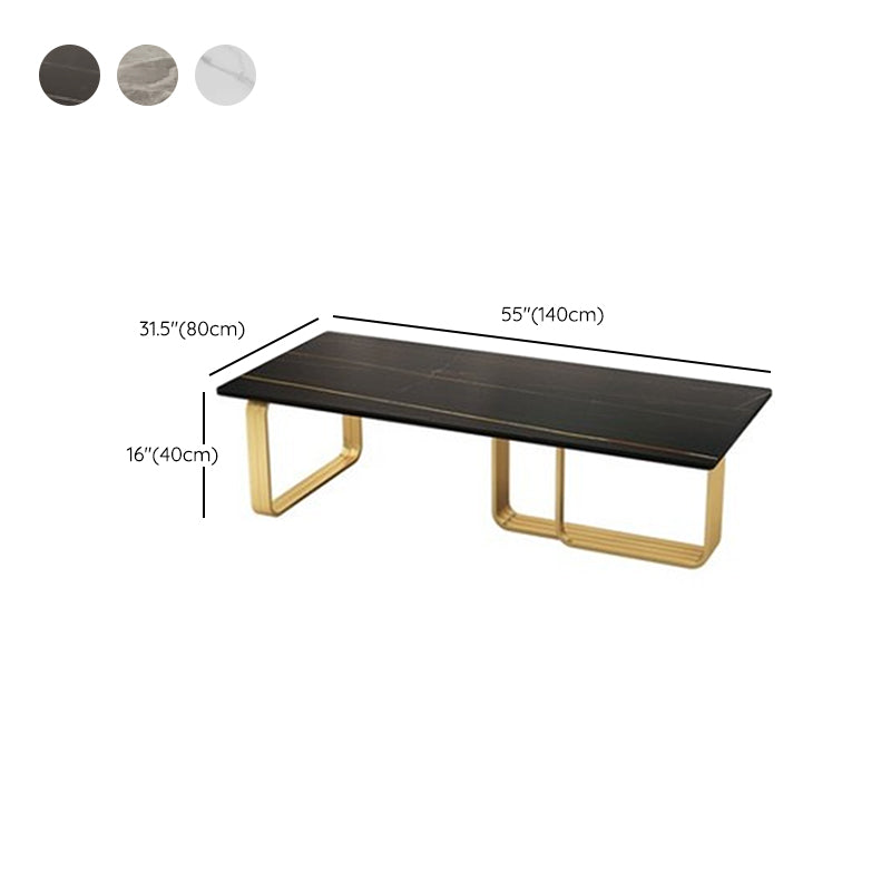 Glam Rectangle Cocktail Table Single Stone Top Coffee Cocktail Table