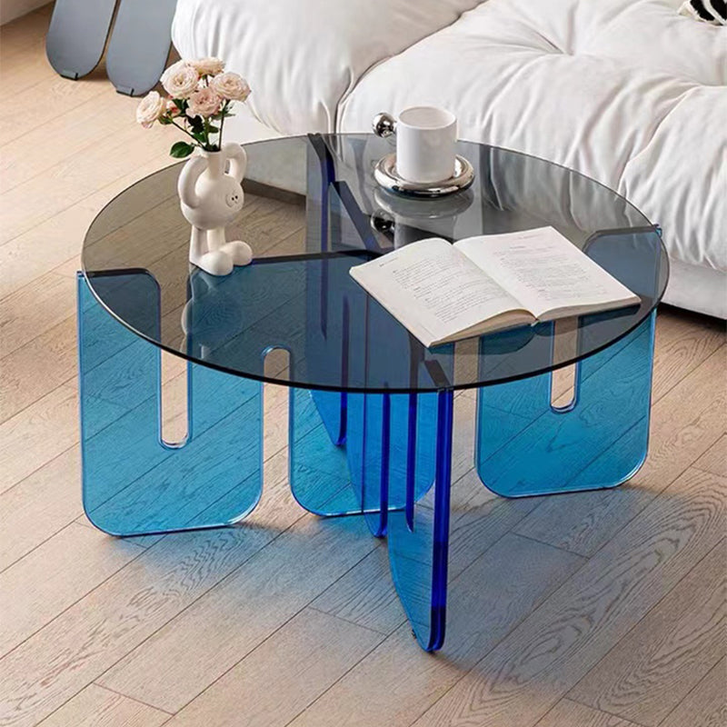 Abstract Coffee Table Modern Glass Top Coffee Cocktail Table