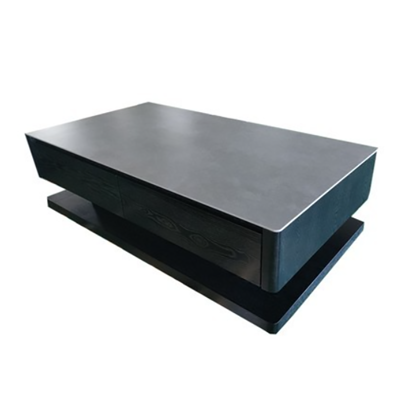 Contemporary Rectangular Stone Coffee Table 16.9" H Block Cocktail Table with 4 Drawers