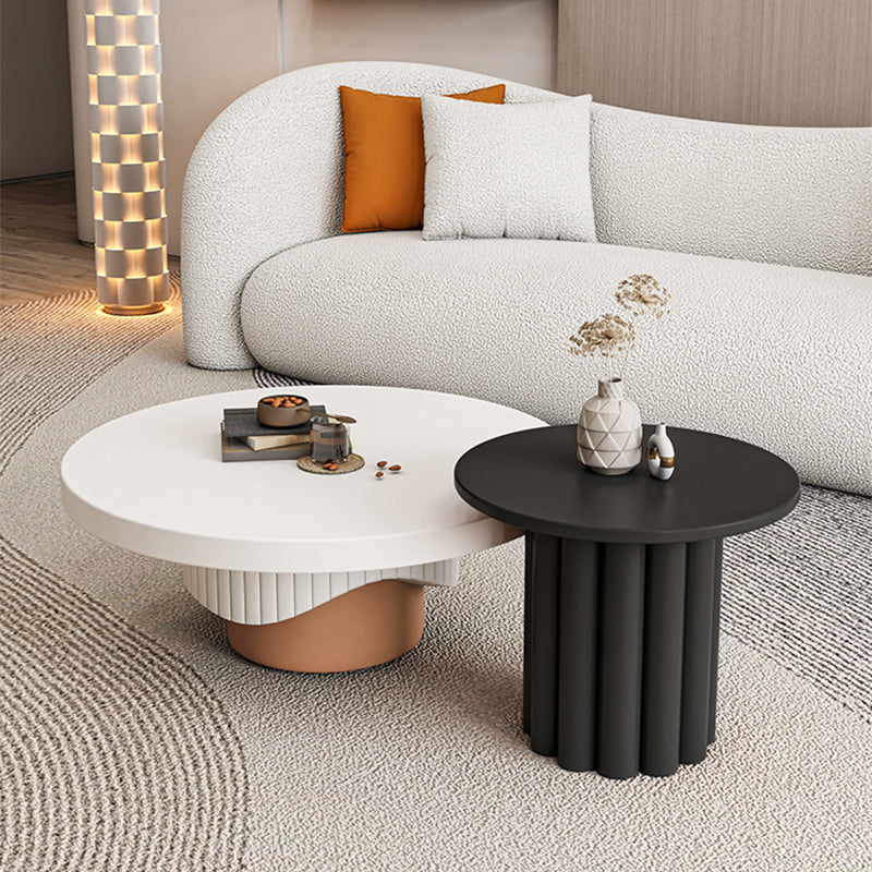 Pedestal Round Coffee Table Set Modern Minimalist Cocktail Table