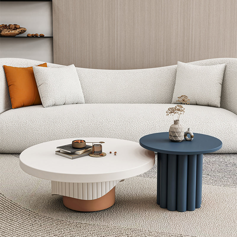 Pedestal Round Coffee Table Set Modern Minimalist Cocktail Table