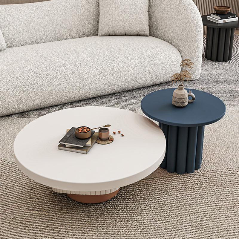 Pedestal Round Coffee Table Set Modern Minimalist Cocktail Table