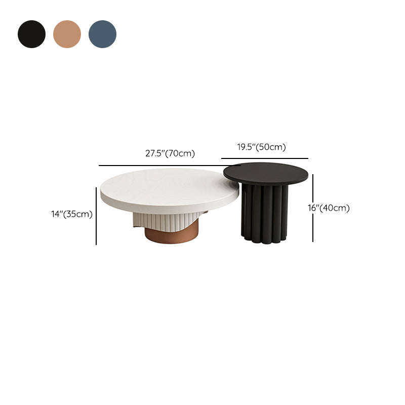 Pedestal Round Coffee Table Set Modern Minimalist Cocktail Table