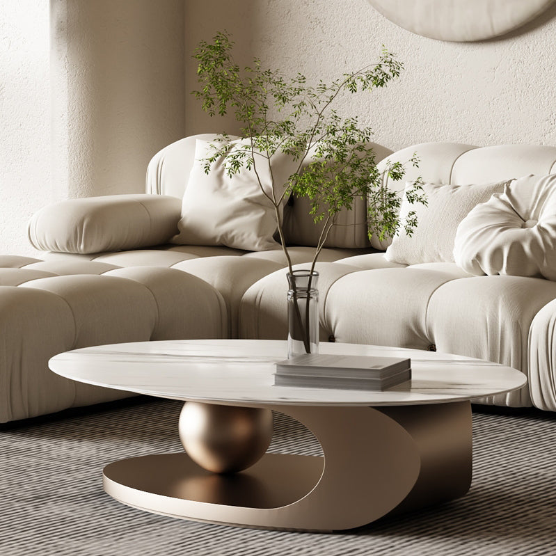 Abstract Stone Coffee Table with Storage Luxurious 1 Single Cocktail Table