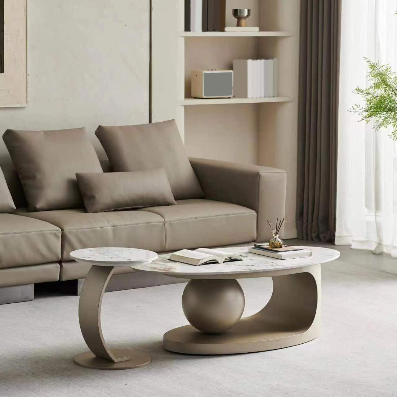 Abstract Stone Coffee Table with Storage Luxurious 1 Single Cocktail Table