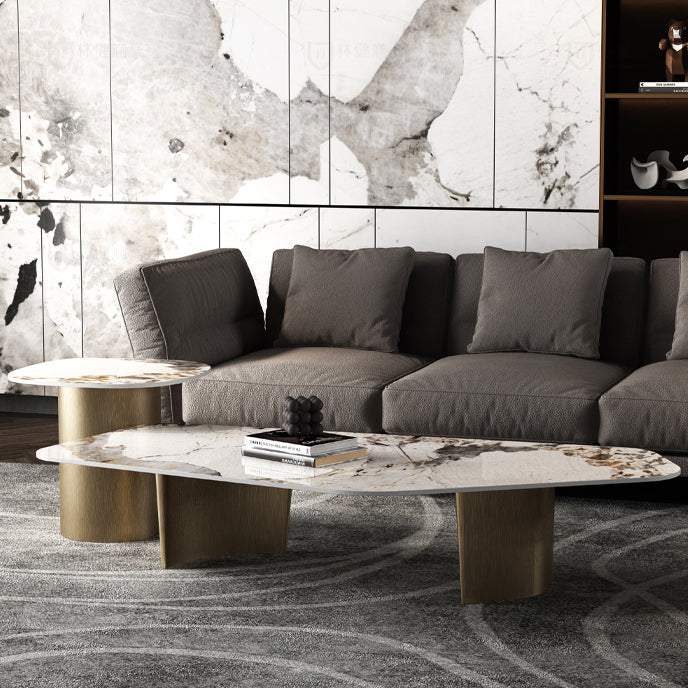 Abstract Cocktail Table Contemporary Slate Top Coffee or End Table