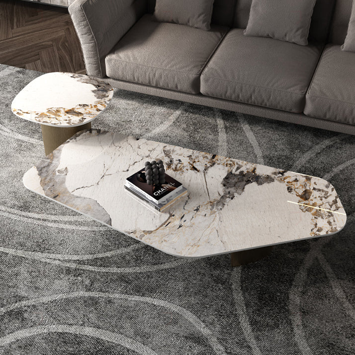 Abstract Cocktail Table Contemporary Slate Top Coffee or End Table