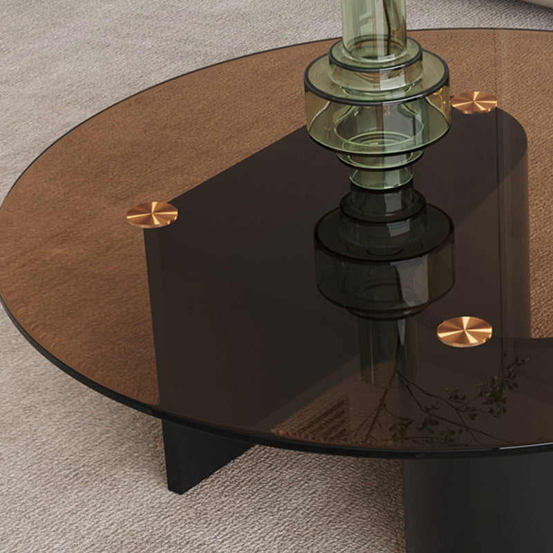 Modern Abstract Coffee Table Glass Wood Coffee Cocktail Table