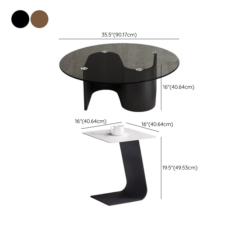 Modern Abstract Coffee Table Glass Wood Coffee Cocktail Table