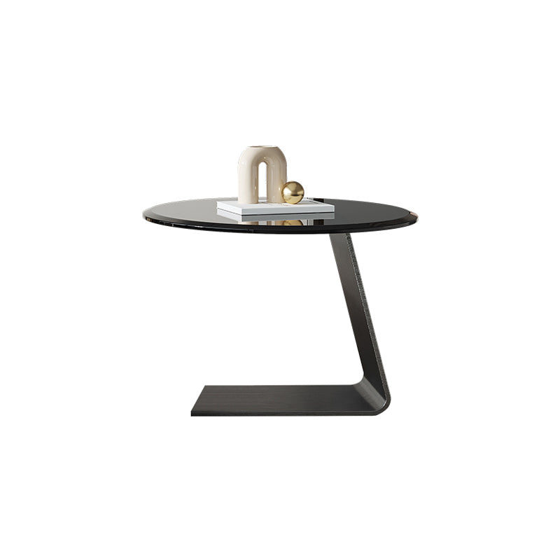 Modern Slate and Glass Top Coffee Table Set Round Drum Cocktail Table