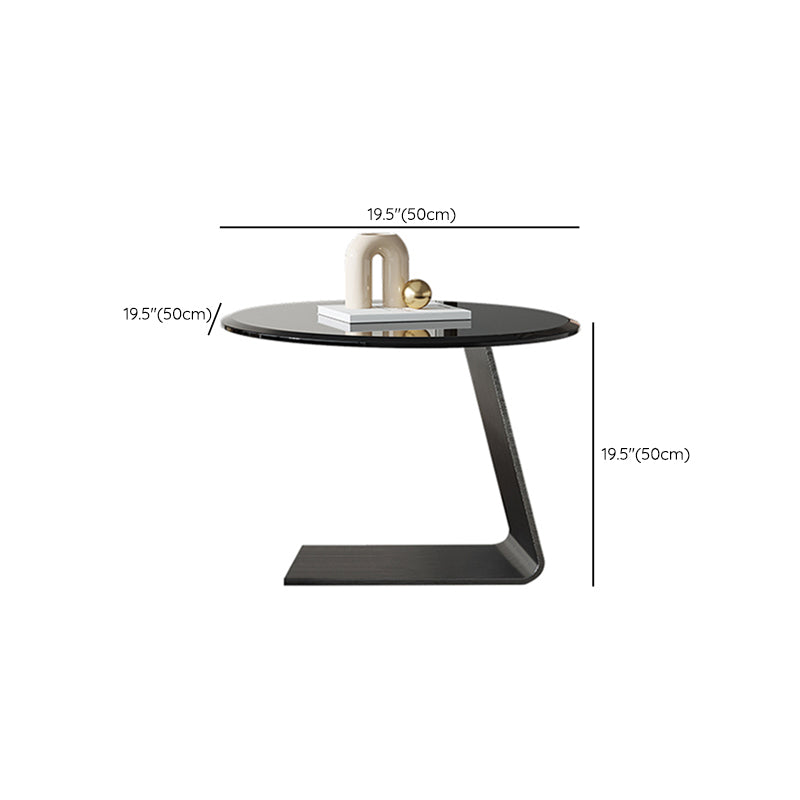 Modern Slate and Glass Top Coffee Table Set Round Drum Cocktail Table