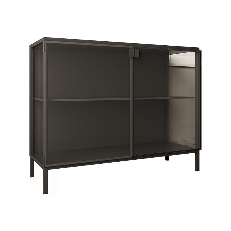 Modern Curio Cabinet Metal Display Cabinet with Doors for Dining Room