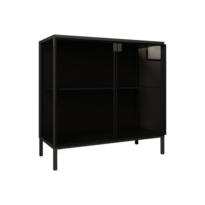Modern Curio Cabinet Metal Display Cabinet with Doors for Dining Room