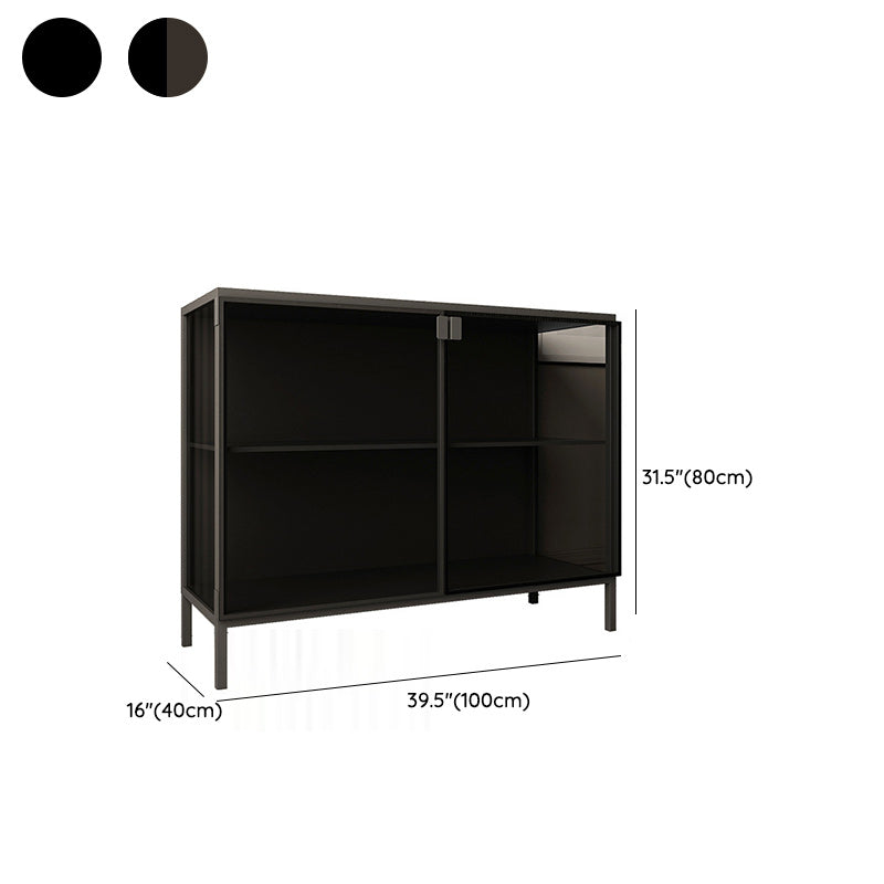 Modern Curio Cabinet Metal Display Cabinet with Doors for Dining Room