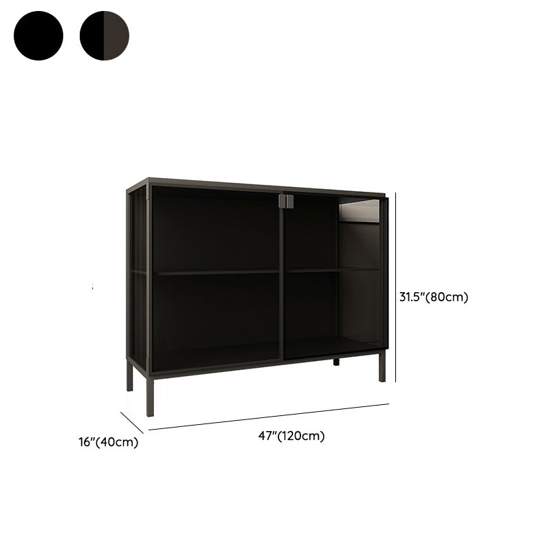 Modern Curio Cabinet Metal Display Cabinet with Doors for Dining Room