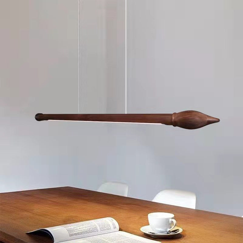 Single Modern Brown Ceiling Light Wooden Kitchen Island Lighting for Bedroom