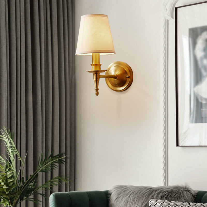 Cone Wall Lighting Modern Fabric Wall Light Fixtures in Gold
